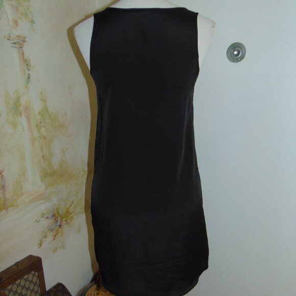 BCBG Generation Dress Womens Black Satiny Mini Wide Perforated Wrap Drape Boho - Picture 6 of 8
